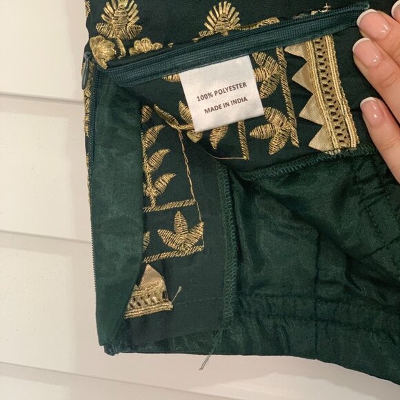 NWT - House of Indya Green Sequin Thread Embroidered Silk Lehenga Set - Size L - Picture 5 of 16